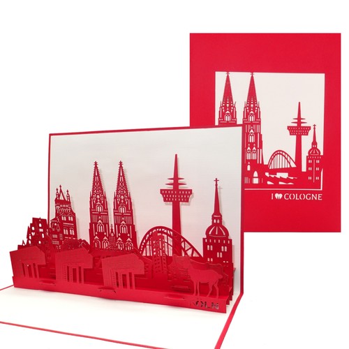 Pop Up Karte "Kölner Skyline" 3D Geburtstagskarte, Einladung Köln  - Bild 3 von 4