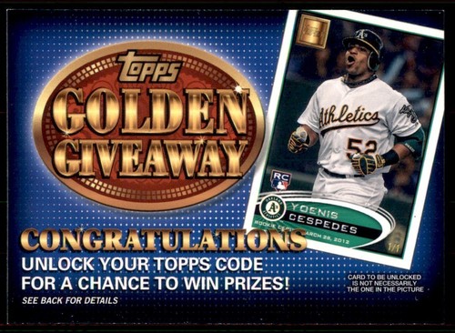 2012 Topps Update #GGC-29 Yoenis Cespedes Golden Giveaway - Picture 1 of 2