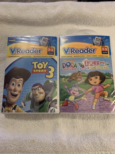 Toy Story 3 / Dora Explorer VTech V.Reader Game Only New Sealed. Lot Of 2. - Picture 1 of 8
