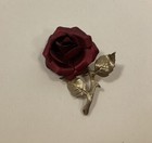 Vintage Red Rose Metal 2 Inch Womens Brooch Pin
