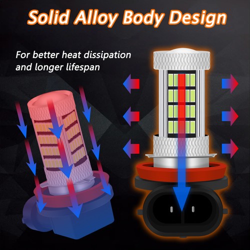 2x LED Fog Light Bulb H8 H16 H11 Fog Light Bulb Ice Blue 8000K High Power 92SMD - Picture 7 of 8