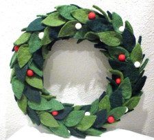 Trader Joe's Handcrafted Felted Wool Wreath Christmas leaves and tree nuts