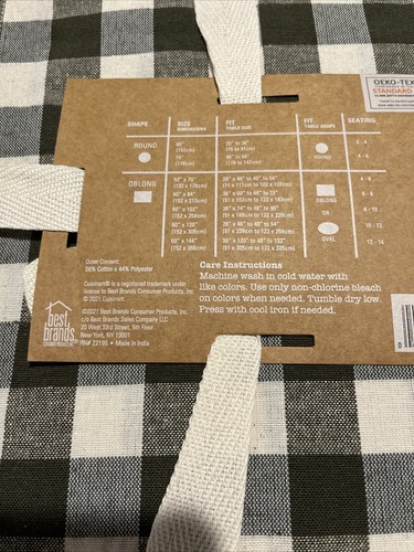 Cuisinart 52x70 Inch Green Checked Cotton/Polyester Tablecloth Machine Wash NWT - Picture 4 of 4