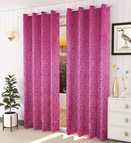 2 Piece Premium Suede Velvet Curtains Long Door 9 feet Pink - Picture 2 of 3
