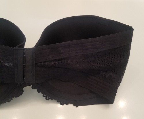Maidenform Strapless Bra 38DD Padded Pushup Underwire Lace SE1102 Black No Strap - 第 8/17 張圖片