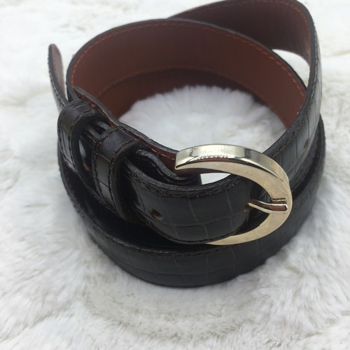 lässige Ecke braun Leder Alligator Stempel massiv Messing Gürtel Löcher bei 31-36 ITALIEN - Bild 17 von 17