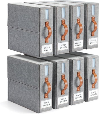 8 Pack Bed Sheet Organizers and Storage, Foldable Sheet Organizer