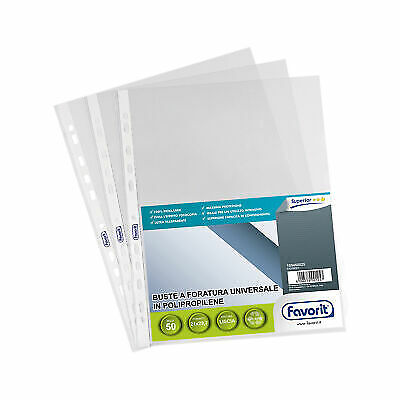 50 Buste Forate 21X29,7 1725Uni/15 Superior Liscia Favorit