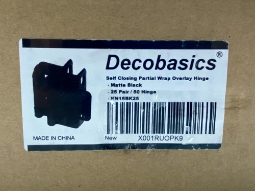 Decobasics 1/2" Overlay Self-closing Partial Wrap Hinges - 25 Pair - MATTE BLACK - Picture 5 of 6