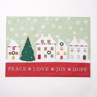 St Nicholas Square Christmas Peace Love Joy Hope Houses Trees Placemat Place Mat St Nicholas Square Christmas Peace Love Joy Hope Houses Trees Placemat Place Mat