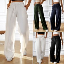 Women's loose casual solid color wide-leg trousers