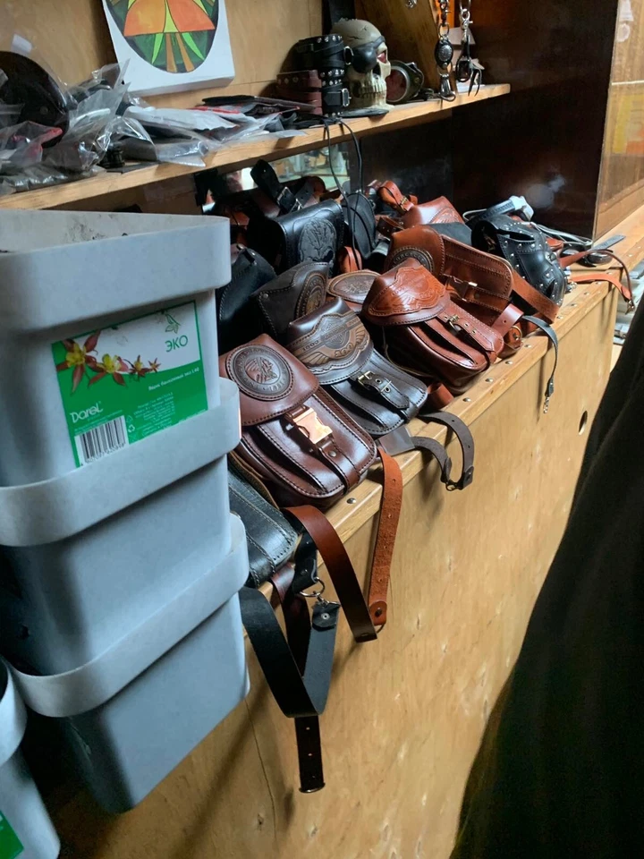 Biker bag Motorcycle Brown leather bag Leg Handmade hip bag Skull - Image 4 of 4