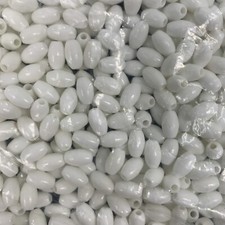 White Opaque 6 x 9mm Plastic Beads approx 600pc each Crafts, DIY Lot of 3