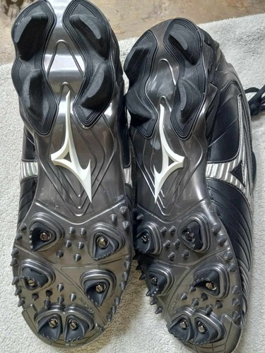 Mizuno Baseball Cleats 9 Spike Men’s Size 11 Leather replaceable cleats FB56MBK - Picture 3 of 11
