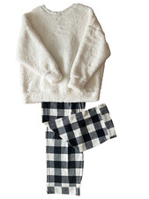 M S Fleece Mono Checked Pyjama Set