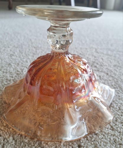 Vintage Carnival Glass Dugan Coin Spot Marigold Footed Candy Dish - Picture 5 of 14