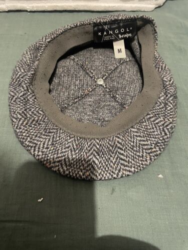VINTAGE KANGOL Driving Cap Mens Harris Tweed Herringbone Wool UK Peaky MEDIUM - Picture 3 of 5