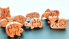 LOT 8 Mid century Modern Retro Danish MCM Wood Animal JIGSAW PUZZLES Sculptures!