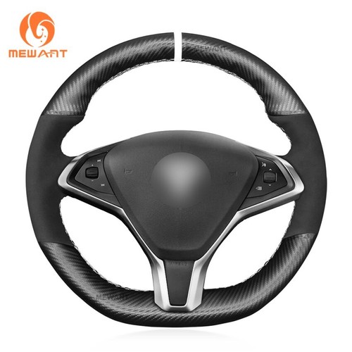For Tesla Model X Steering Wheel Cover Wrap Alcantara Suede Leather Carbon D - Picture 3 of 16