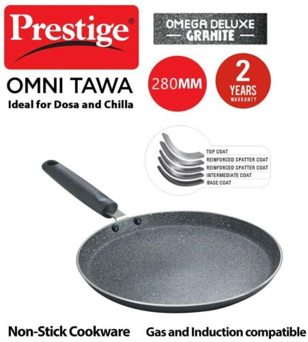 Prestige Omega Deluxe Granit Omni Antihaft Dosa Tava/Griddleplatte, 11 Zoll, schwarz - Bild 2 von 2