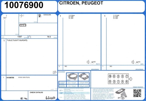 Cylinder Head Gasket Set CITROEN SAXO 1.6 90 TU5JP(NFZ) (2/1996-6/2003) - Picture 2 of 2