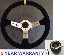 DEEP DISH TRACK SUEDE SPORT STEERING WHEEL AND BOSS KIT FIT PEUGEOT 106 SAXO 