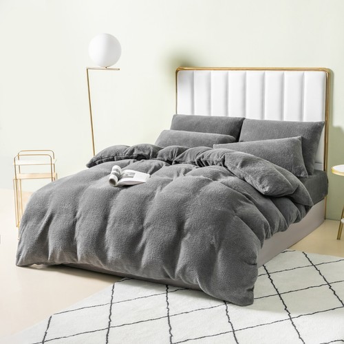 Set copripiumone biancheria da letto in pile orsacchiotto caldo, federe, lenzuolo aderente comfort accogliente - Foto 33 di 54