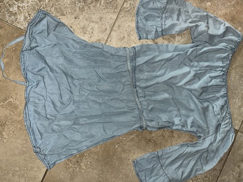 NWT SANCTUARY Chambray BELTED 3/4 Bell Flare Sleeve Julia Tunic Dress Sm $129 - Picture 2 of 3