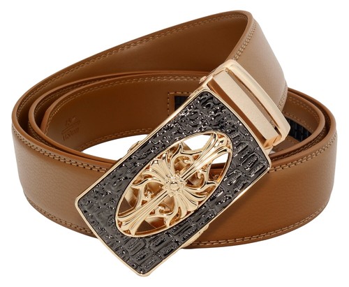 QHA Mens Leather Ratchet Belt Jesus Cross Automatic Buckle 35mm Wide Q21 - Picture 31 of 54
