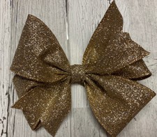 Metallic Gold Shimmer Jumbo Pinwheel Hair Bow 3 inch wide Ribbon Toddler Girl