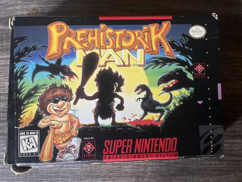 Prehistorik Man SNES Super Nintendo CIB Complete in Box Manual, Tested & Works! - Picture 3 of 6