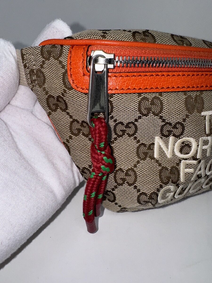 GUCCI X North Face Canvas Waist Belt Bag Beige Orange EUC | eBay