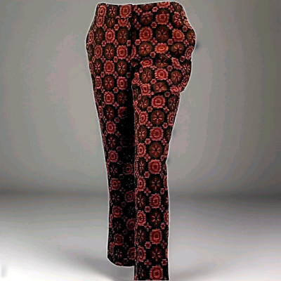 BODEN Damen Hose CAPRI Brokat/Gobelin orange Blume dunkler Ziegel Gr. UK 10 M