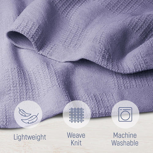 100% Cotton Blanket Twin Size 66X90 - Lightweight Breathable Waffle Weave Therma - Picture 4 of 8
