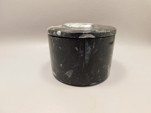 Ammonite Fossil 3.5 inch Round Natural Stone Trinket Jewelry Box or Blessing Box - Picture 6 of 9