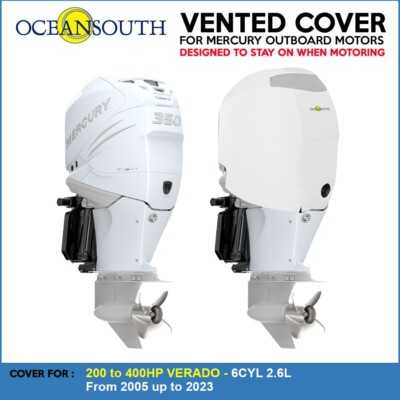 Housse Moteur Hors-Bord Mercury 200-400HP Verado 6 Cyl 2.6L (2005-2023) - Oceansouth Blanche Ventilée