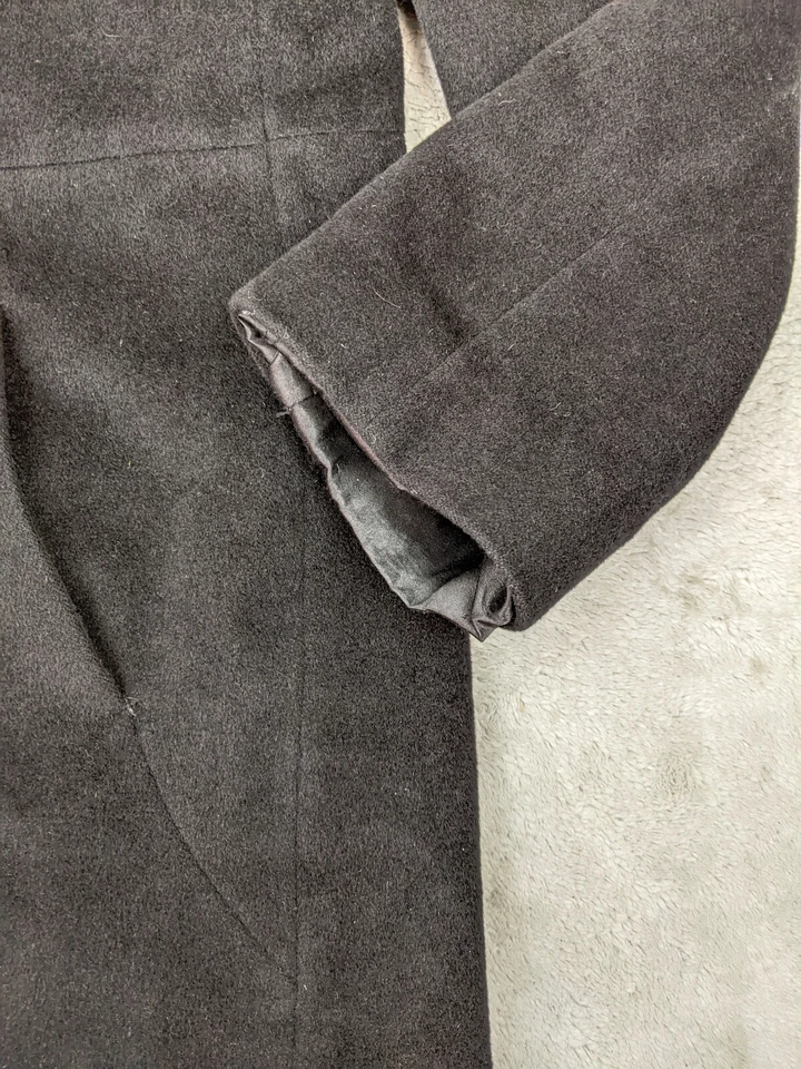 Abrigo Marshall Fields Mujer 14 Negro 50% Angora 40% Lana Melton Formal Botón Foto 2 de 4