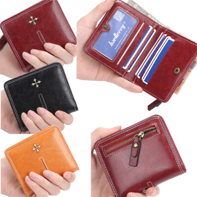 Womens Short Wallet Bifold Leather Small Purse Coin Pocket ID Card