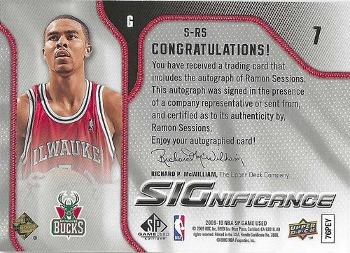 2009 SP Game Used Ramon Sessions #S-RS - Autograph - Picture 2 of 2