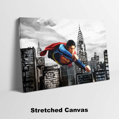 Arte moderno para el hogar en lienzo abstracto de Superman Flying Over NYC ~ 5 tamaños a elegir - Imagen 3 de 11