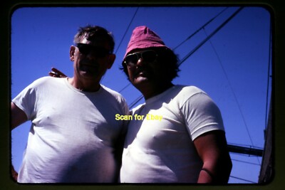 Man wearing Pink Hat Sunglasses in 1974, Original Slide aa 4-5b