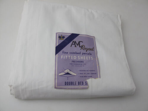 Vintage Neu AMC Feingekämmter Perkal 1Spannbettlaken Doppelbett 100% Baumwolle Perkal - Bild 1 von 4