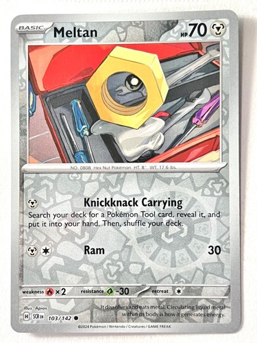 Meltan 103/142 Reverse Holo Common Stellar Crown Pokemon Pack Fresh Near Mint NM - Picture 1 of 6