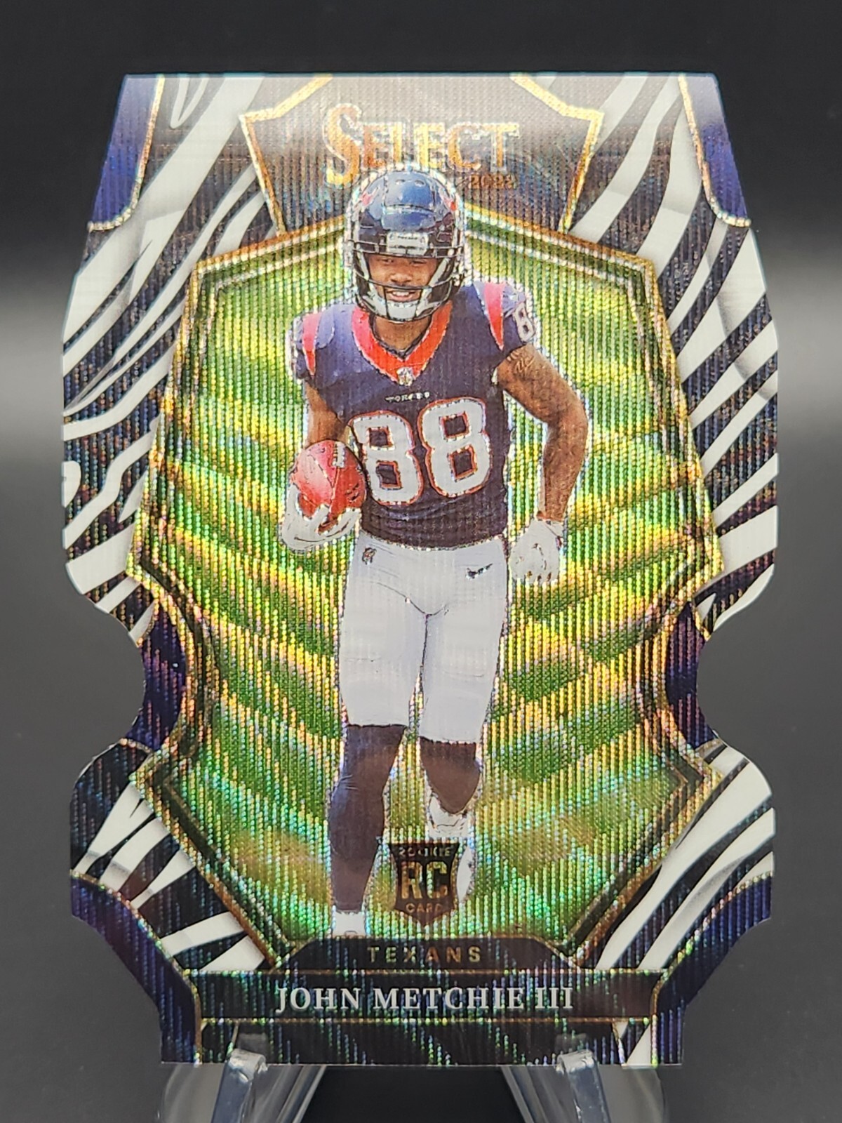 John Metchie III 2022 Panini Select Rookie Premier Level Die-Cut Zebra
