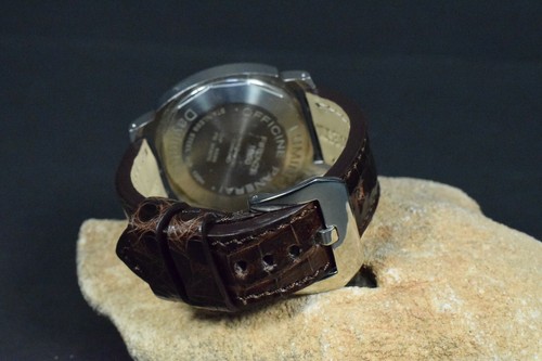 UHRENARMBAND ECHT ALLIGATOR RUND BRAUN I MA STRAP KOMPATIBEL PANERAI HANDMADE - Picture 6 of 12