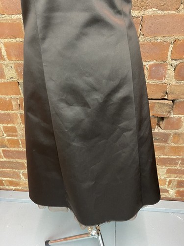 Debenhams Chocolate Brown Satin Strapless Fit & Flare Retro Evening Gown Size 14 - Picture 3 of 12
