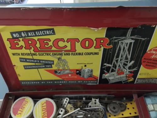 Large Lot Vintage 50's & 60's AC Gilbert ERECTOR SET 'S Construction Pieces. - Picture 8 of 17
