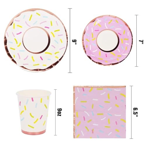 175Pcs Donut Plates and Napkins Party Supplies Two Sweet Birthday Decorations, - Picture 4 of 8