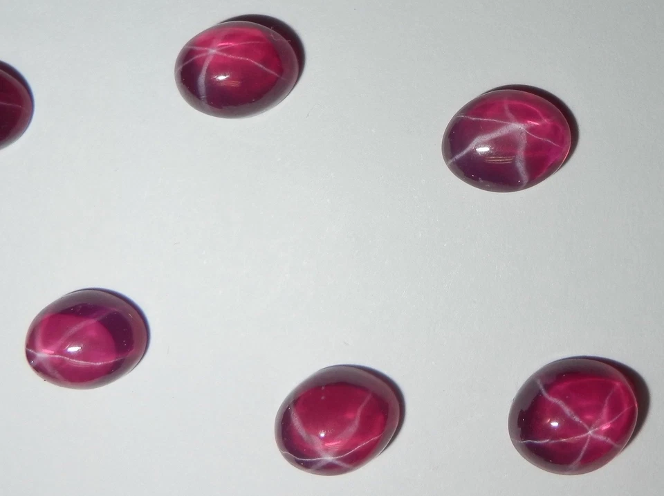 Transparent Star Ruby Oval 9x7 mm Cabochon 6 Rayed Lab-created Stone 5 pcs Lot - Image 3 of 4