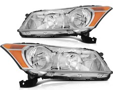 Pair For Honda Accord Headlight Assembly 2.4l 3.5l 2008-2012 Chrome Housing